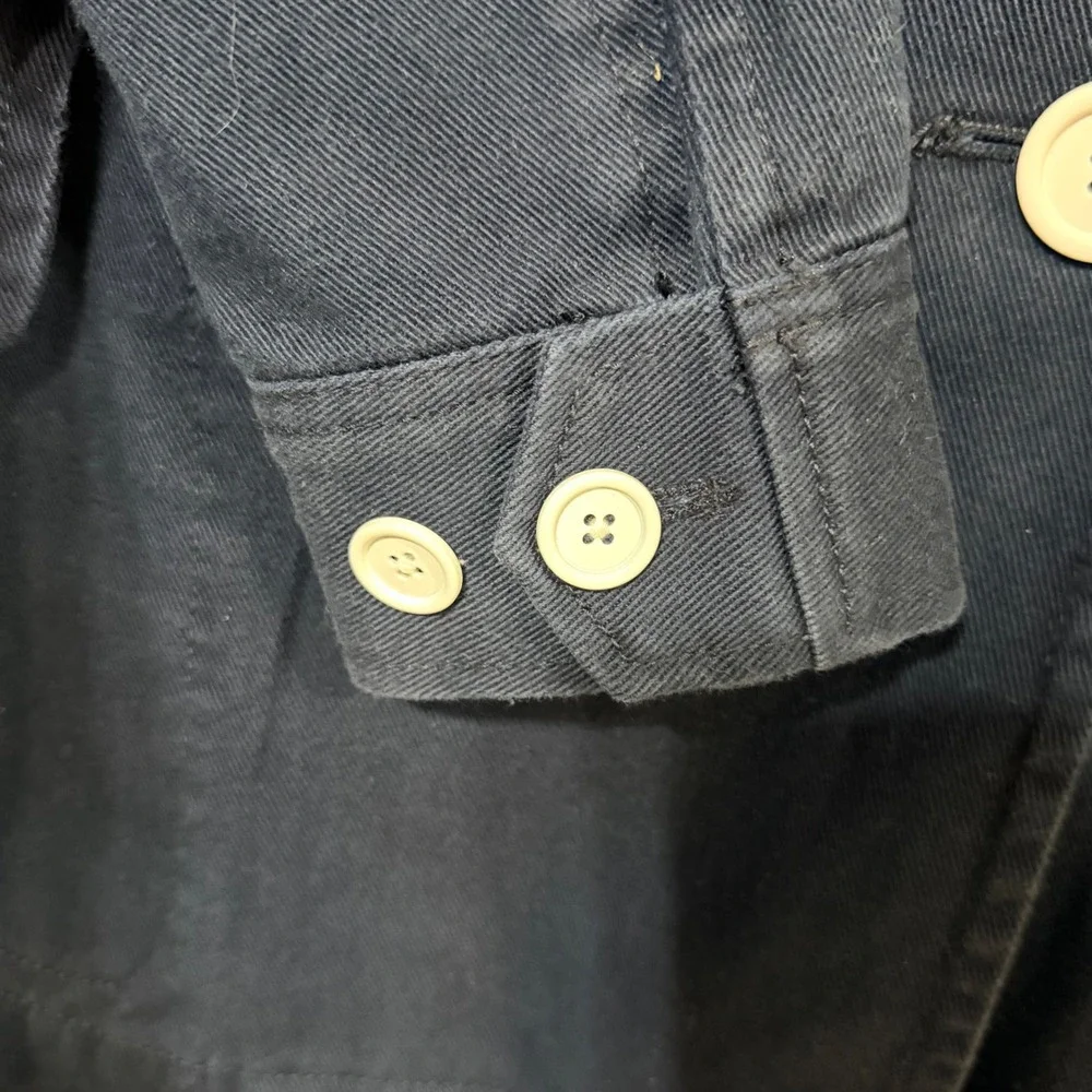 J.Crew Womens Navy Blue Cotton Double Breasted Pea Coat Jacket White Buttons 2 - Picture 6 of 8